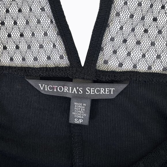 Victoria's Secret Black Tank Top Sz S Sheer Lace Keyhole Y2K 90s Fairy Grunge - Picture 3 of 6